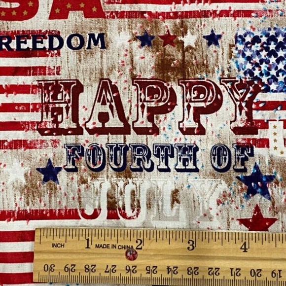 3.67 YD Patriotic Fabric Red White Blue Happy Fourth July Freedom Cotton Flag - Picture 3 of 7